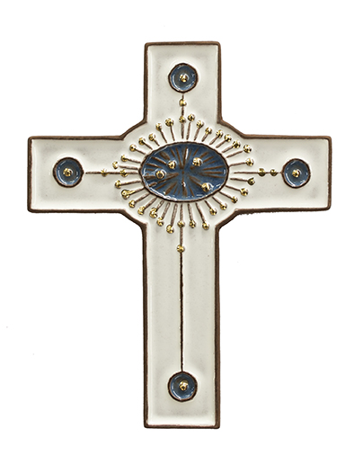 Keramik Kreuz - Shinning circle - Weiss (100x130mm)