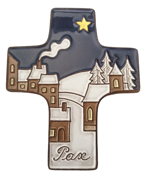Croix  céramique - Pax - bleu foncée (95x120mm)