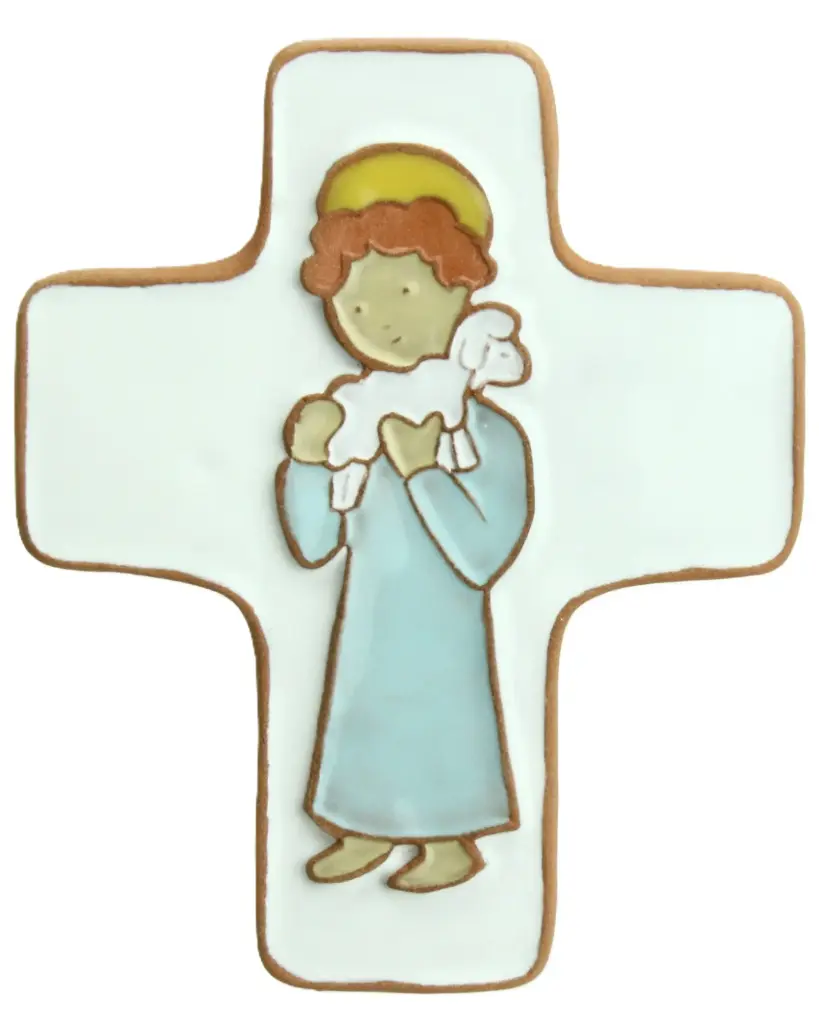 Ceramic cross - Good Shepperd - Blue (95x120mm)
