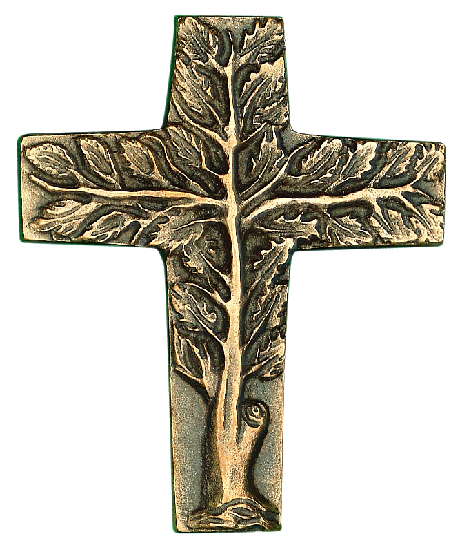 Croix murale bronze/MRL - 'Arbe de Vie' (75x90mm)