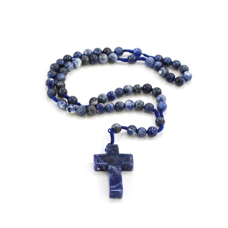 Taschenrosenkranz, Sodalith, geknpft