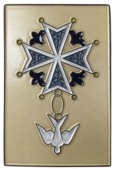 Plaquette céramique croix Hugenote/beige