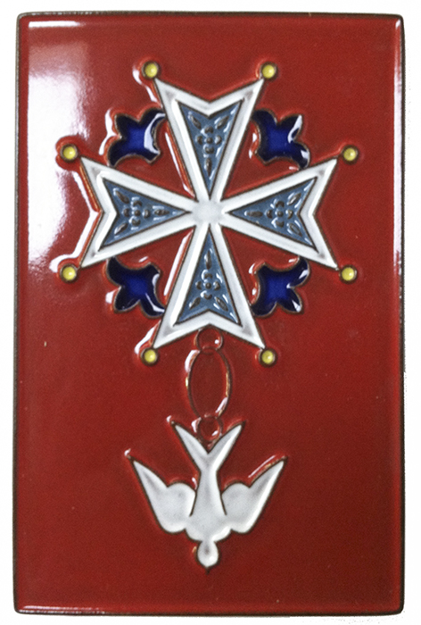 Wanddeco keramiek Hugenotenkruis/rood