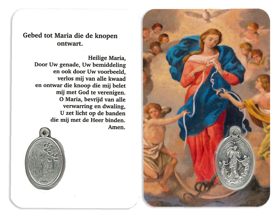 Gebedskaartje/medaille - Maria die knopen ontwart NL (55x85mm)