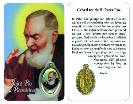 Gebetskarte/medaillon - P Pio NL (55x85mm)