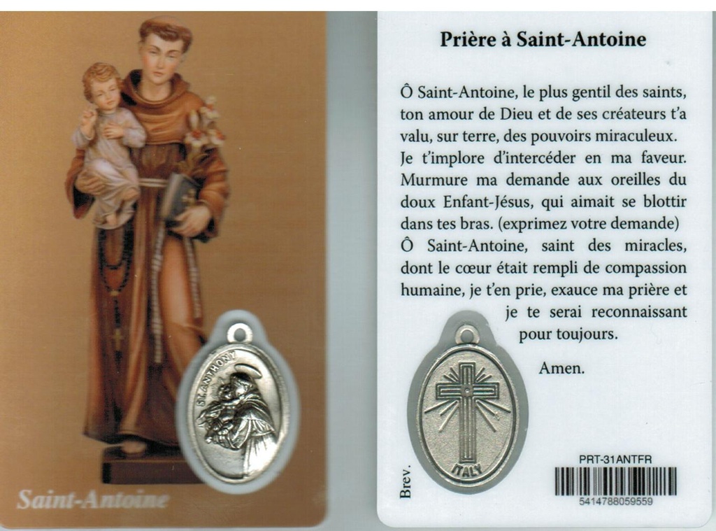 Gebetskarte/medaillon - St Antoine FR (55x85mm)