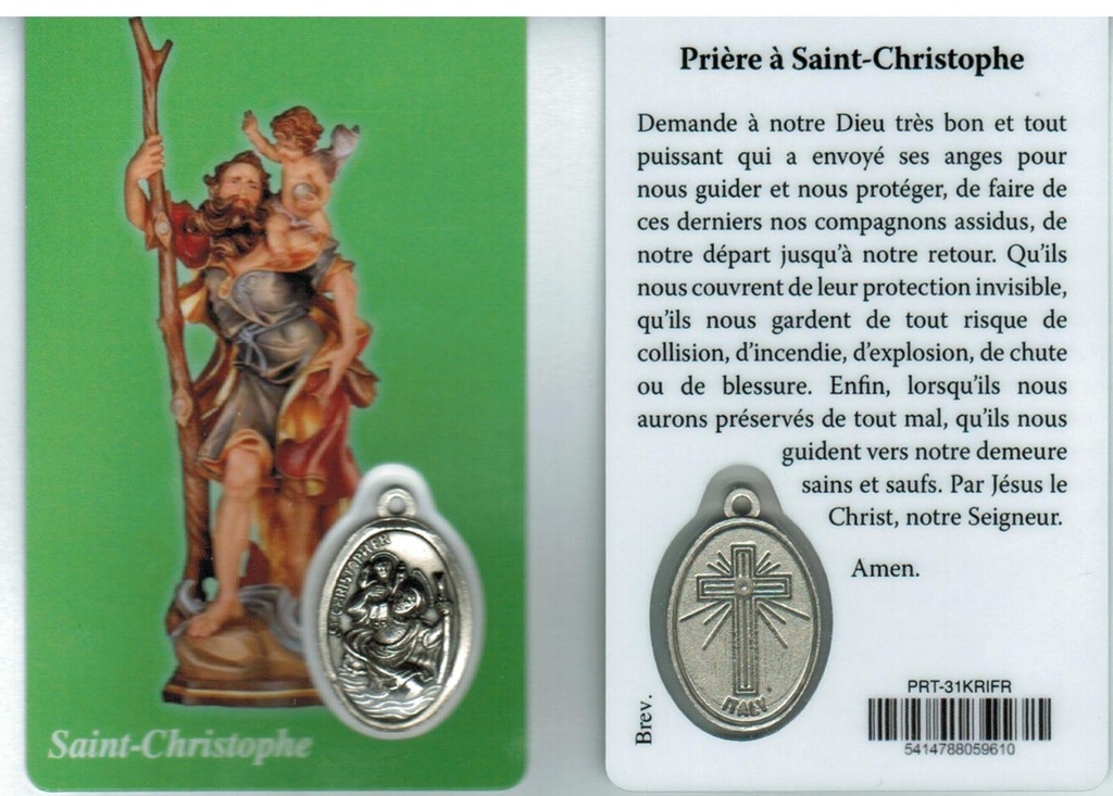 Gebetskarte/medaillon - St Christophe FR (55x85mm)