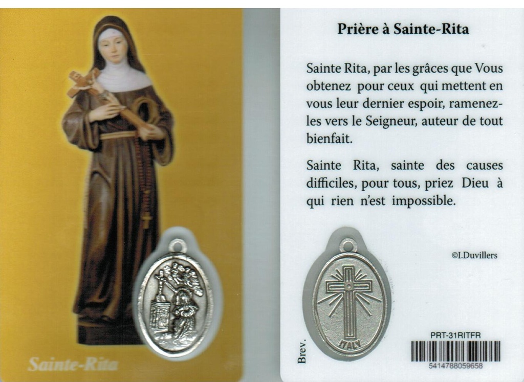 Gebedskaartje/medaille - Ste Rita FR (55x85mm)