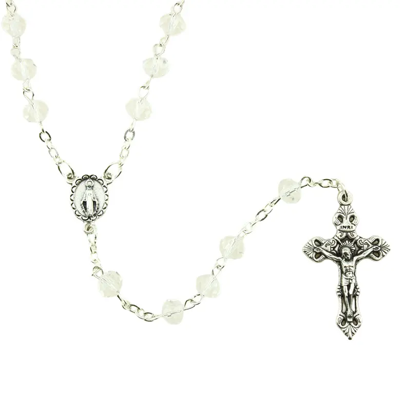 Rozenkrans - kristalparels/wit - met slotje (⌀ 6mm)