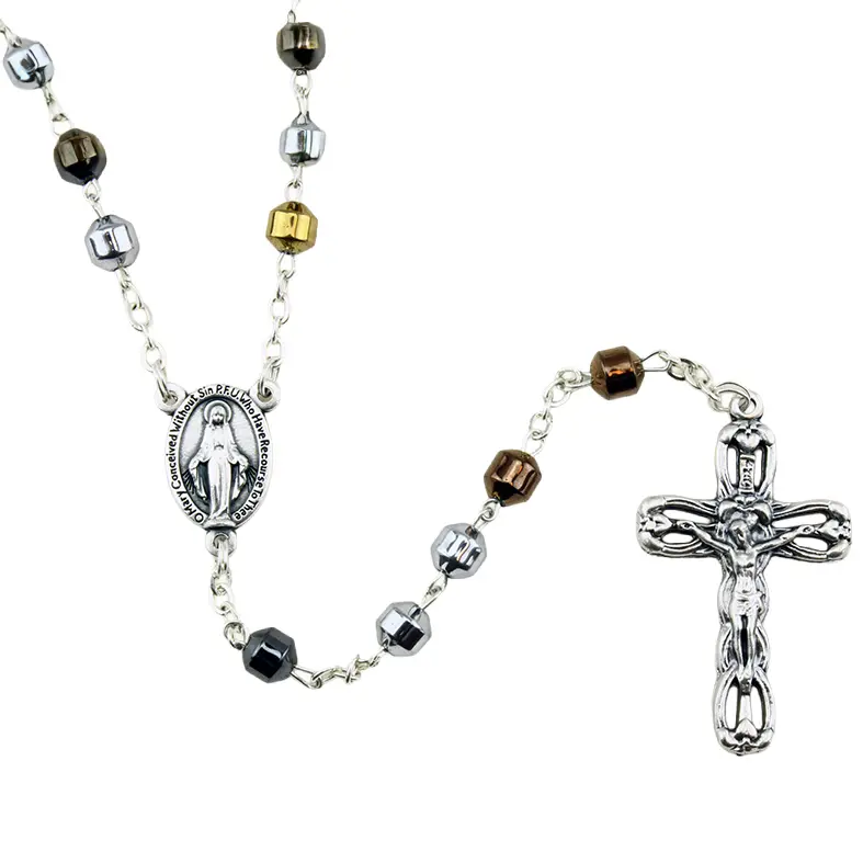 Chapelet - ématite et métal multicouleur (⌀6mm)