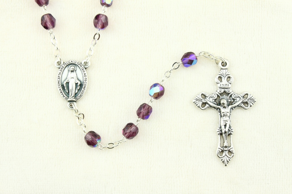 Rozenkrans - imitatie kristal/ketting - amethist (⌀ 6mm)
