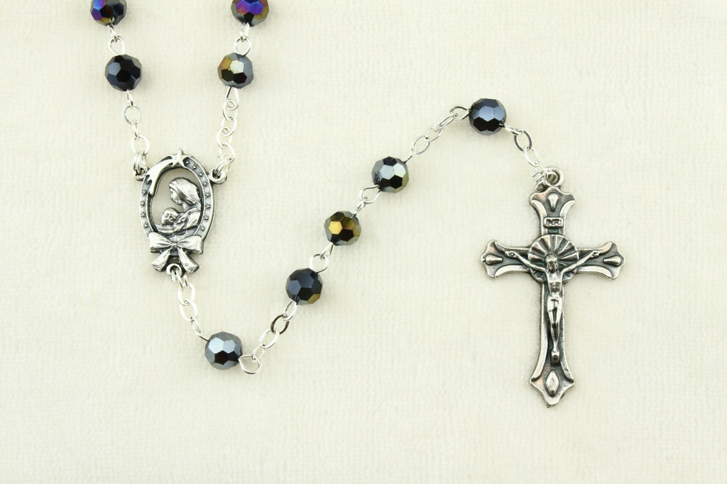 Rozenkrans - imitatie kristalparels/ketting - scarabee (⌀ 6mm)