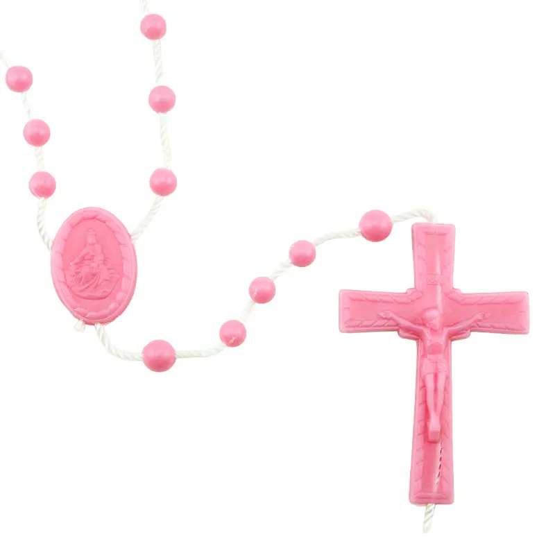 Rozenkrans - plastic kralen/koord - roze (⌀ 4mm)