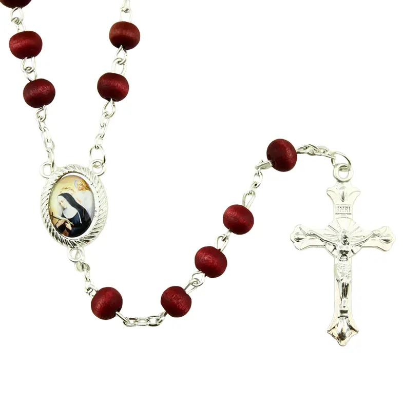 Rozenkrans - houten kralen/rozenparfum (7x5mm)