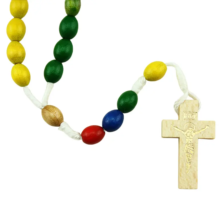 Chapelet mission - bois sur corde (10x8mm)