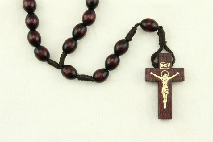 Chapelet - bois sur corde - palissandre (10x8mm)