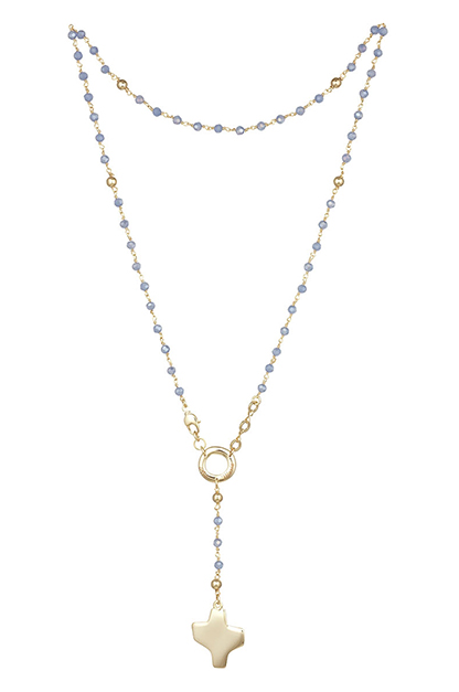 Rozenkranz Kette - Kristalperle/Blau - vergoldet (⌀5mm)