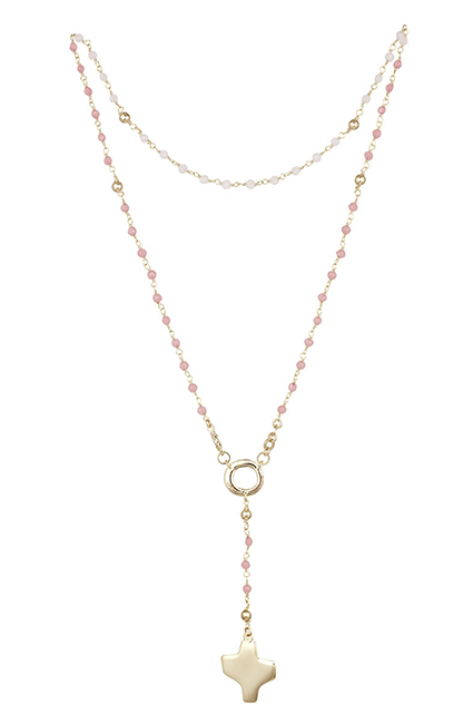 Chapelet/fermoire - métal doré avec cristaux rose (⌀5mm)