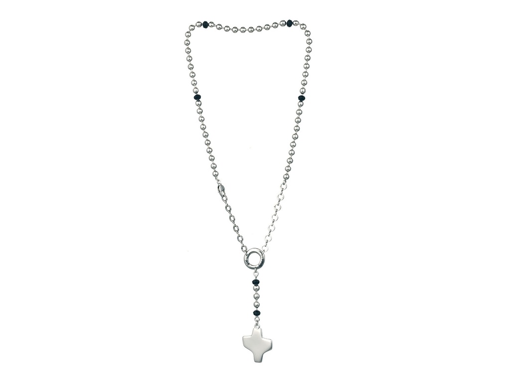 Rozenkransketting - verzilverd met zwarte kraaltjes (⌀5mm)