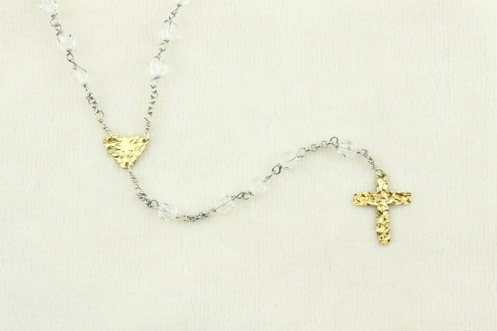Rozenkrans - kristalparels /goud 18K & zilver 925% (⌀ 5mm)