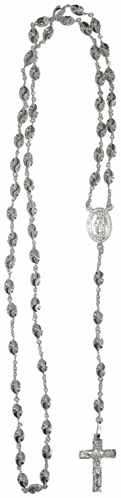 Rozenkrans - bewerkte witte kralen - gerhodineerd zilver 925% (7x4mm)