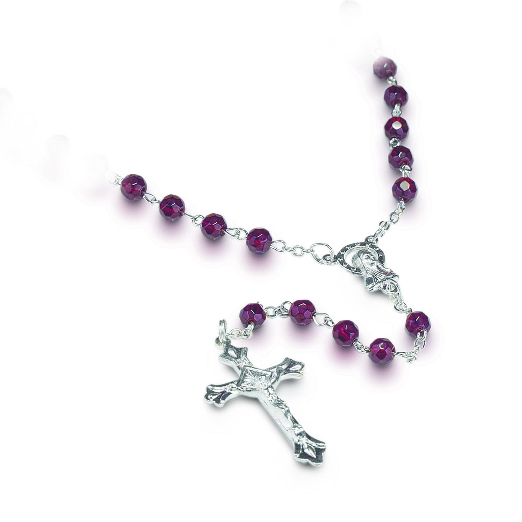 Chapelet du mois 'Janvier' - im.cristal/rouge rubis (⌀ 6mm)