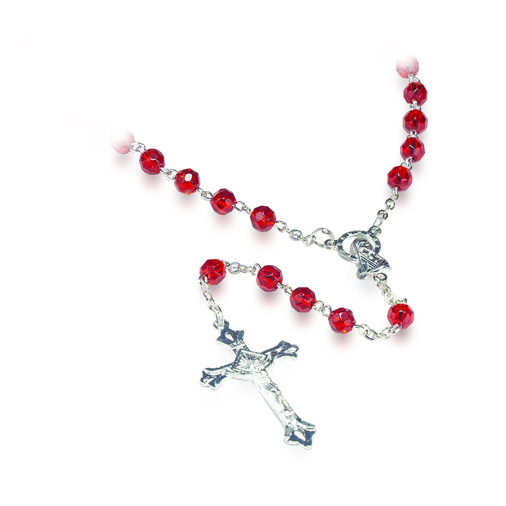 Chapelet - im.cristal/rouge rubis (⌀ 6mm)