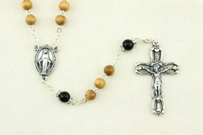 Chapelet - bois d'olivier - NP noir (⌀ 6mm)