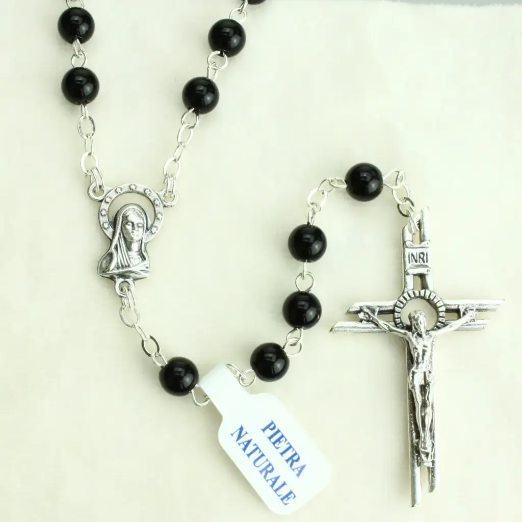 Chapelet en pierre précieuse - onyx noir (⌀6mm)