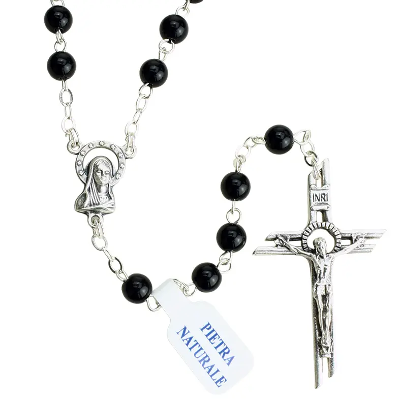 Rozenkrans met halfedelsteen - zwarte onyx (⌀6mm)