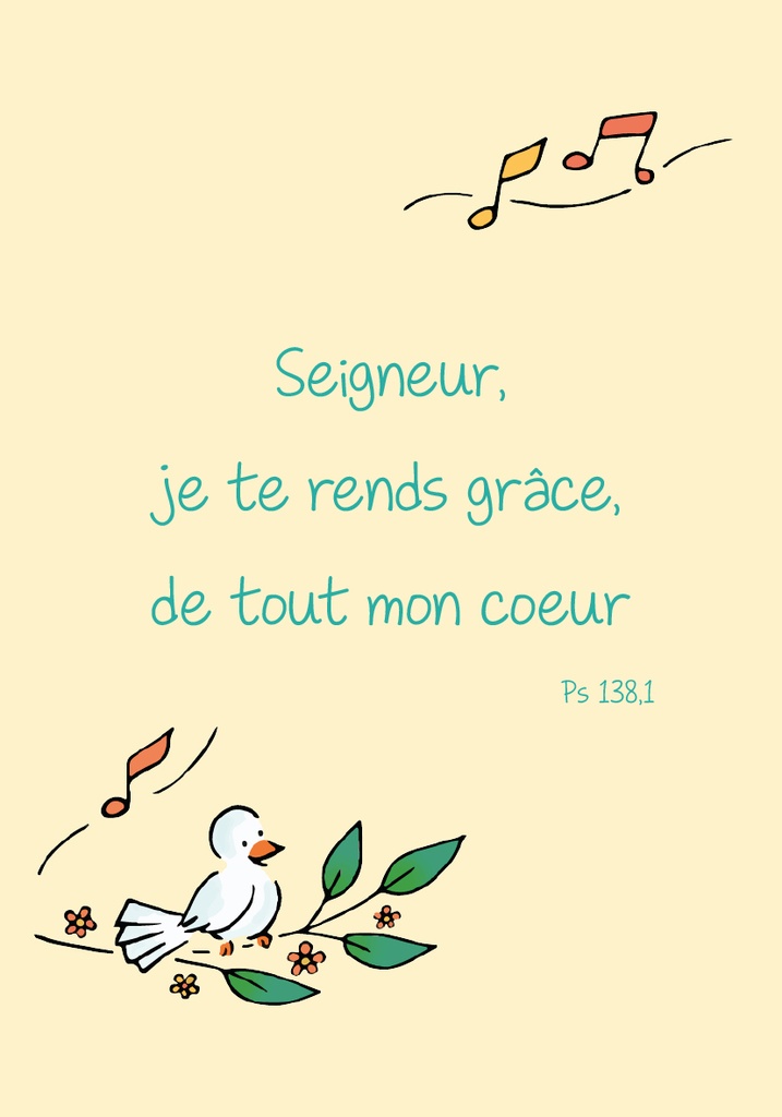 Signet communion - 70x100mm Seigneu r, je te rends grâce... Ps 138,1