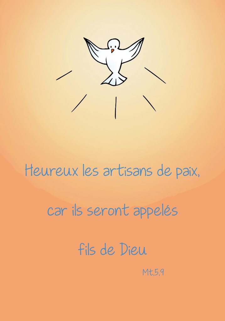 Signet communion - 70x100mm Heureux les artisans de Paix ...Mt 5,9