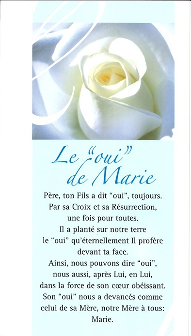Signet prière Le oui de Marie - SP003