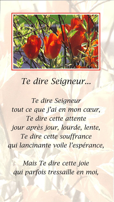 Gebedskaart Te dire Seigneur - SP053