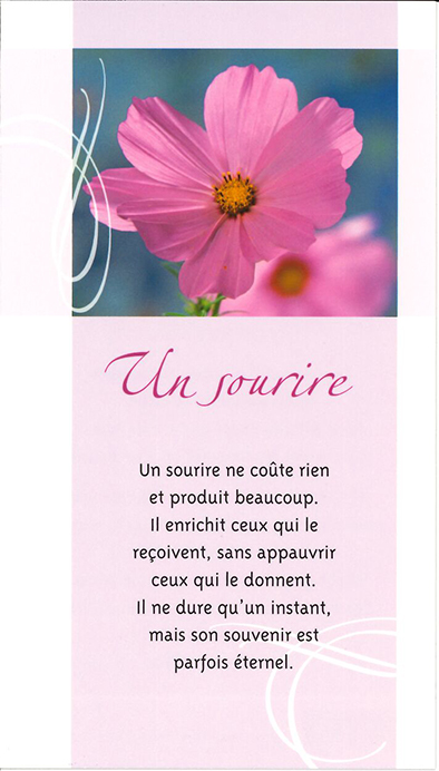 Signet prière Un sourire - SP055