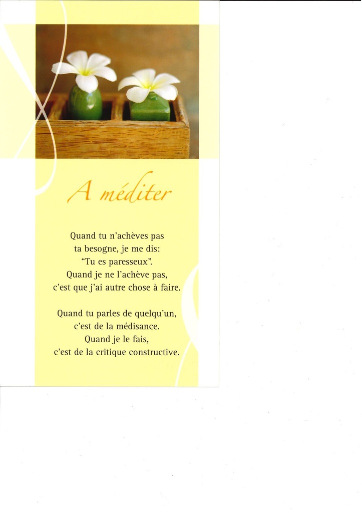 Signet prière - 'A méditer' - SP058