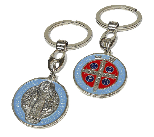 Sleutelhanger St Benediktus metaal/emaille (⌀32mm)