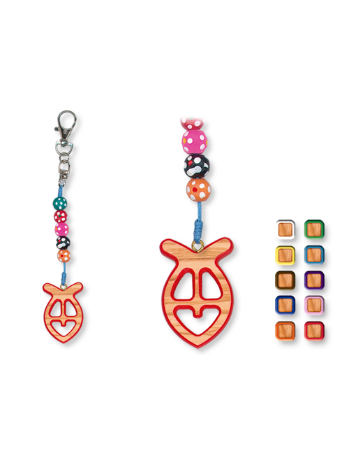 Porte-clef Ictus/bois d'olivier - couleurs assorti (150x28mm)