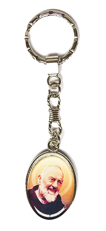 Porte-clés P Pio/St Christophe - ovale