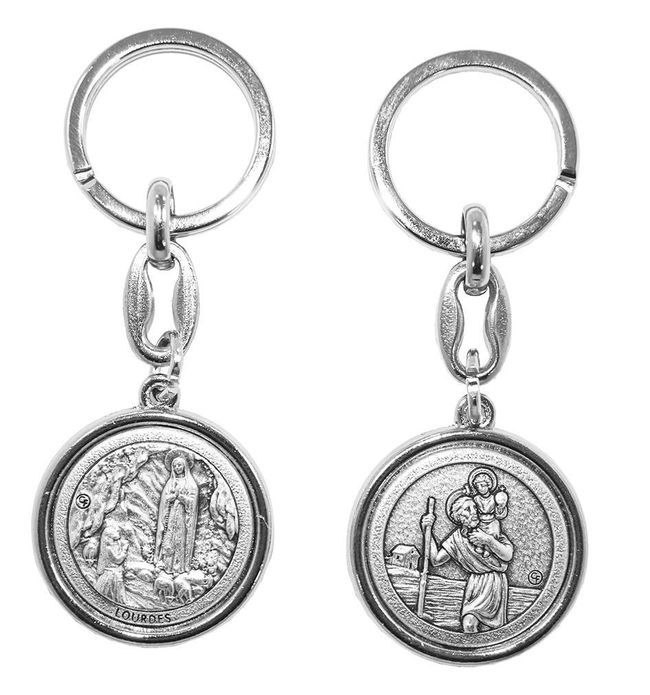 Porte-clef ND Lourdes/St Christophe - métal (60x30mm)