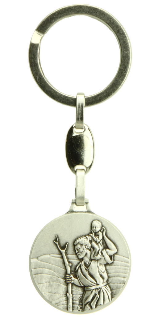 Sleutelhanger St Kristoffel - metaal (65x30mm)