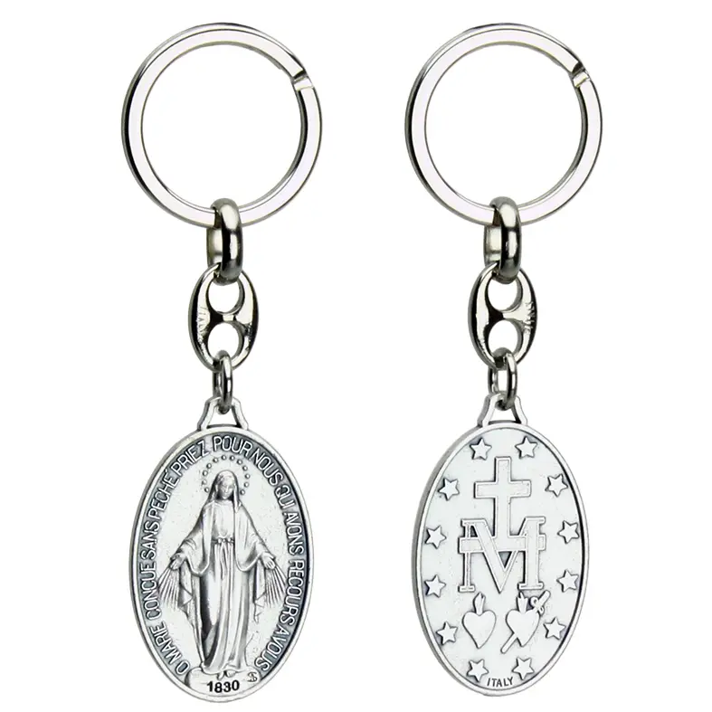 Porte-clef Vierge Miraculeuse - ovale/métal  (65x25mm)