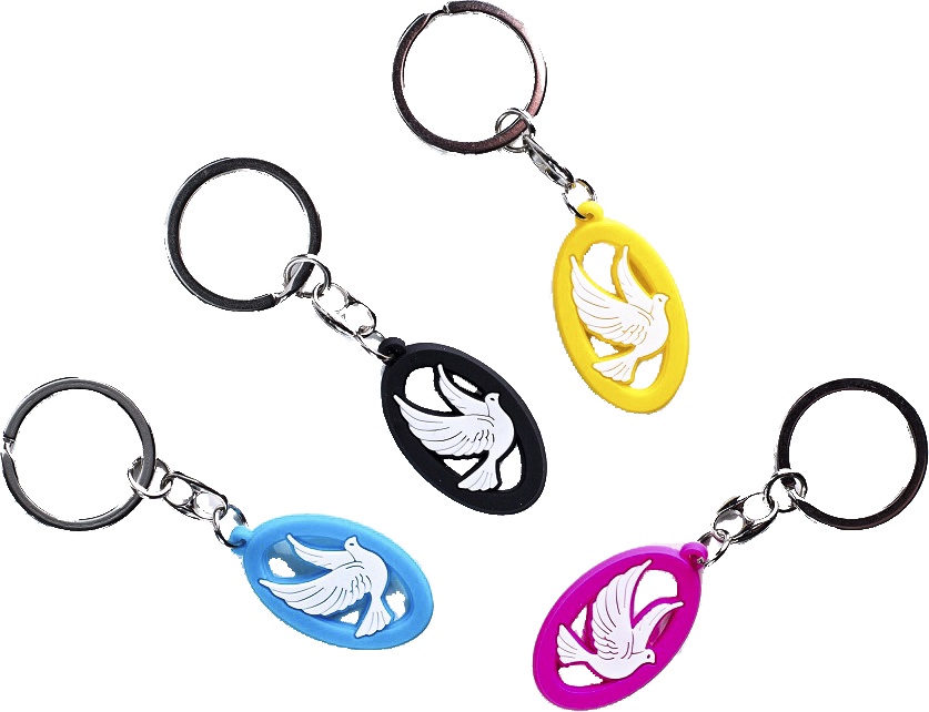 Porte-clef flexible Colombe - couleur assorti (60x23mm)