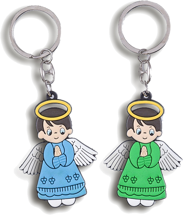 Porte-clés flexible Ange enfantin 55mm - couleur assorti