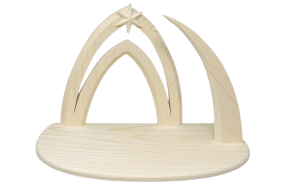 Stal in hout voor kerstgroep Aida - 12cm/Natur
