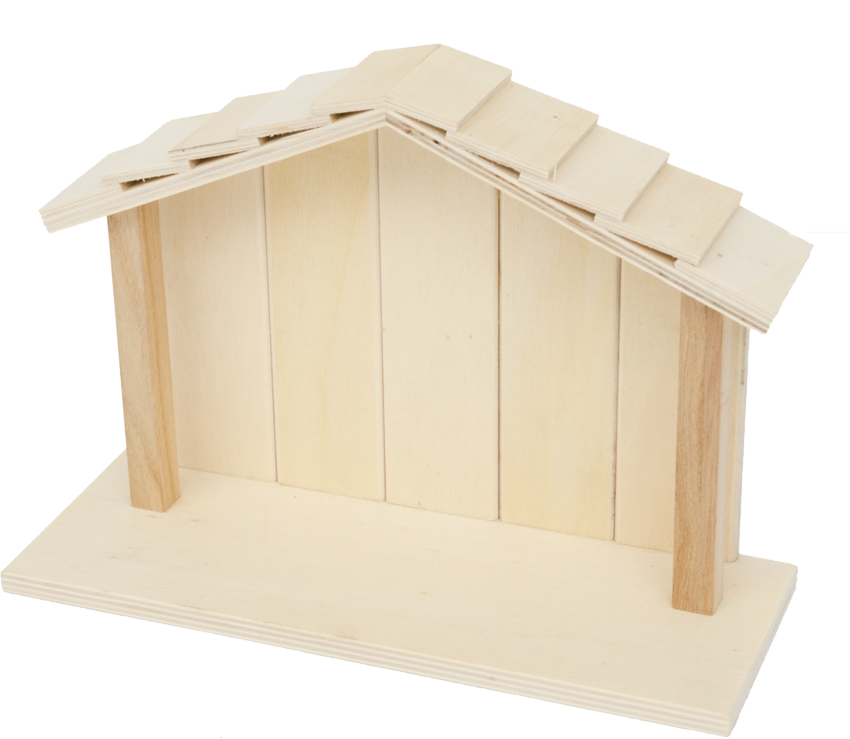 Etable vide en bois claire - 26x9,5x18,5cm