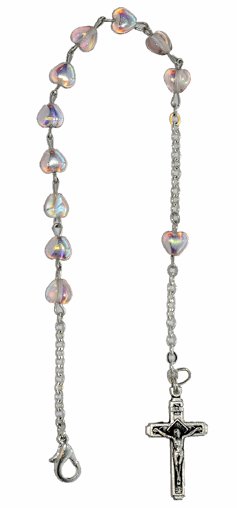 Tientje - glazen hartjes - roze (7x6mm)