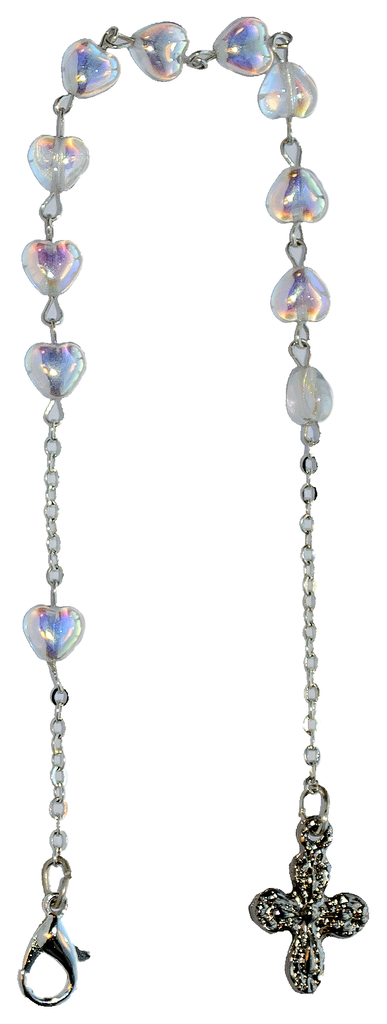 Tientje - glazen hartjes - transparant (7x6mm)