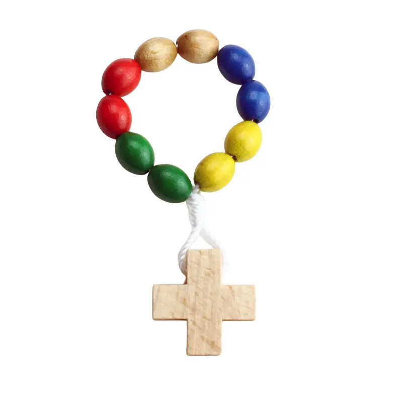 Mini-rosenkranz - Holzperle/Kordel/Missionsfarbe (10x8mm)
