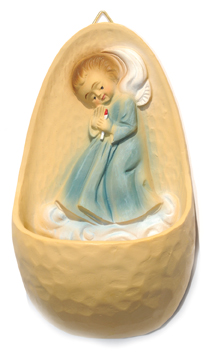 Bénitier Ange - résine/bleu